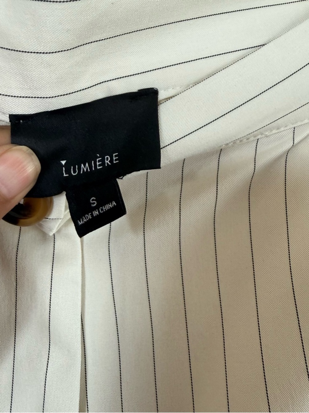 LUMIERE High Waisted Pinstripe Wide Leg Trousers Cream Pleated Dark Academia Sm - Picture 6 of 7